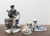 THREE LLADRO PORCELAIN FIGURIN