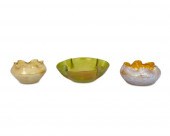 THREE LOETZ-STYLE ART GLASS BO