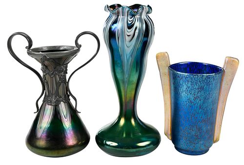 THREE LOETZ STYLE IRIDESCENT
