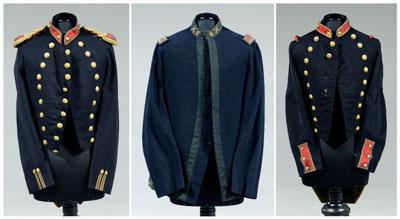Three Louisiana uniforms: blue
