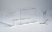 THREE LUCITE TABLES: PAIR END