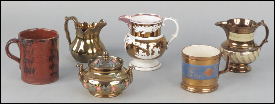 THREE LUSTERWARE PITCHERS. Together