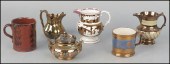 THREE LUSTERWARE PITCHERS. Tog