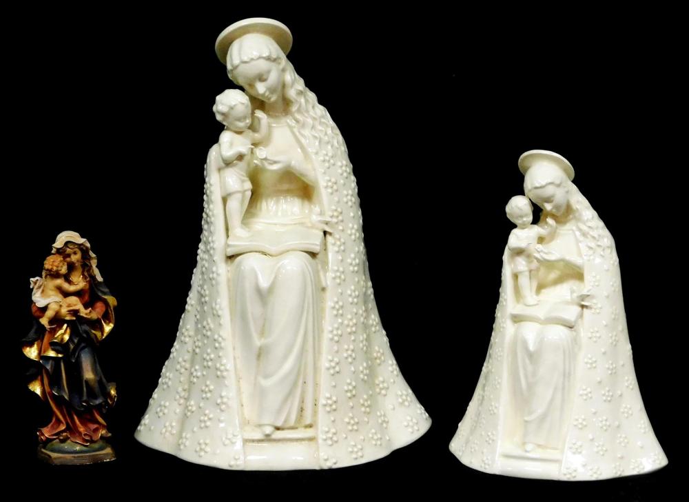 THREE MADONNA AND CHILD FIGURES: