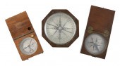 THREE MAHOGANY-CASED COMPASSES