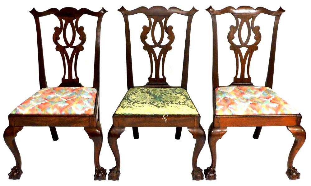 THREE MAHOGANY CHIPPENDALE BALL &