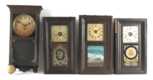 Three mahogany ogee clocks late