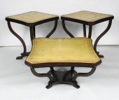 Three mahogany tables; each ha