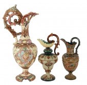 THREE MAJOLICA EWERSthe first: