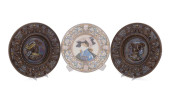THREE MAJOLICA FIGURAL ROUND C