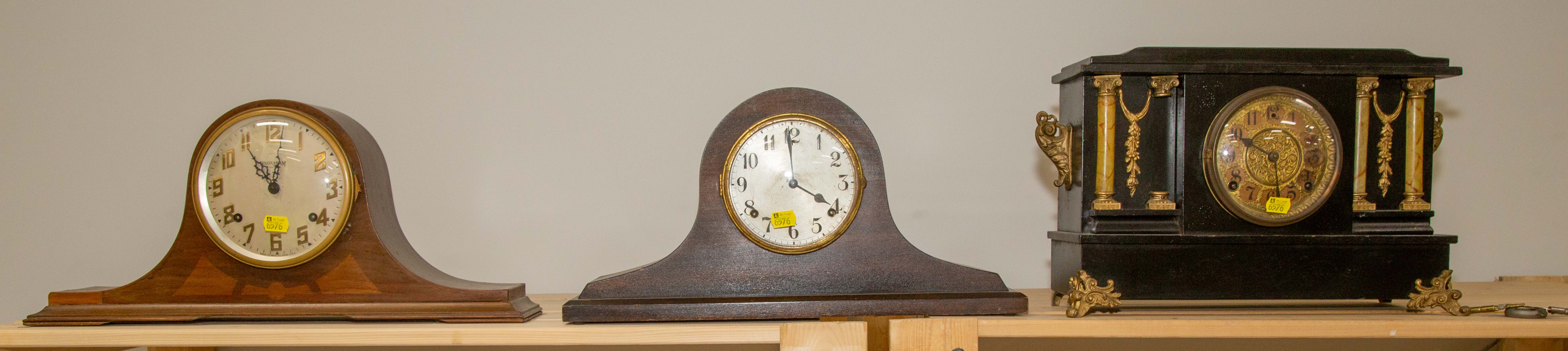 THREE MANTLE CLOCKS 1 measures 9