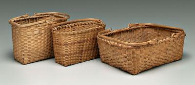 Three maple split baskets, all with