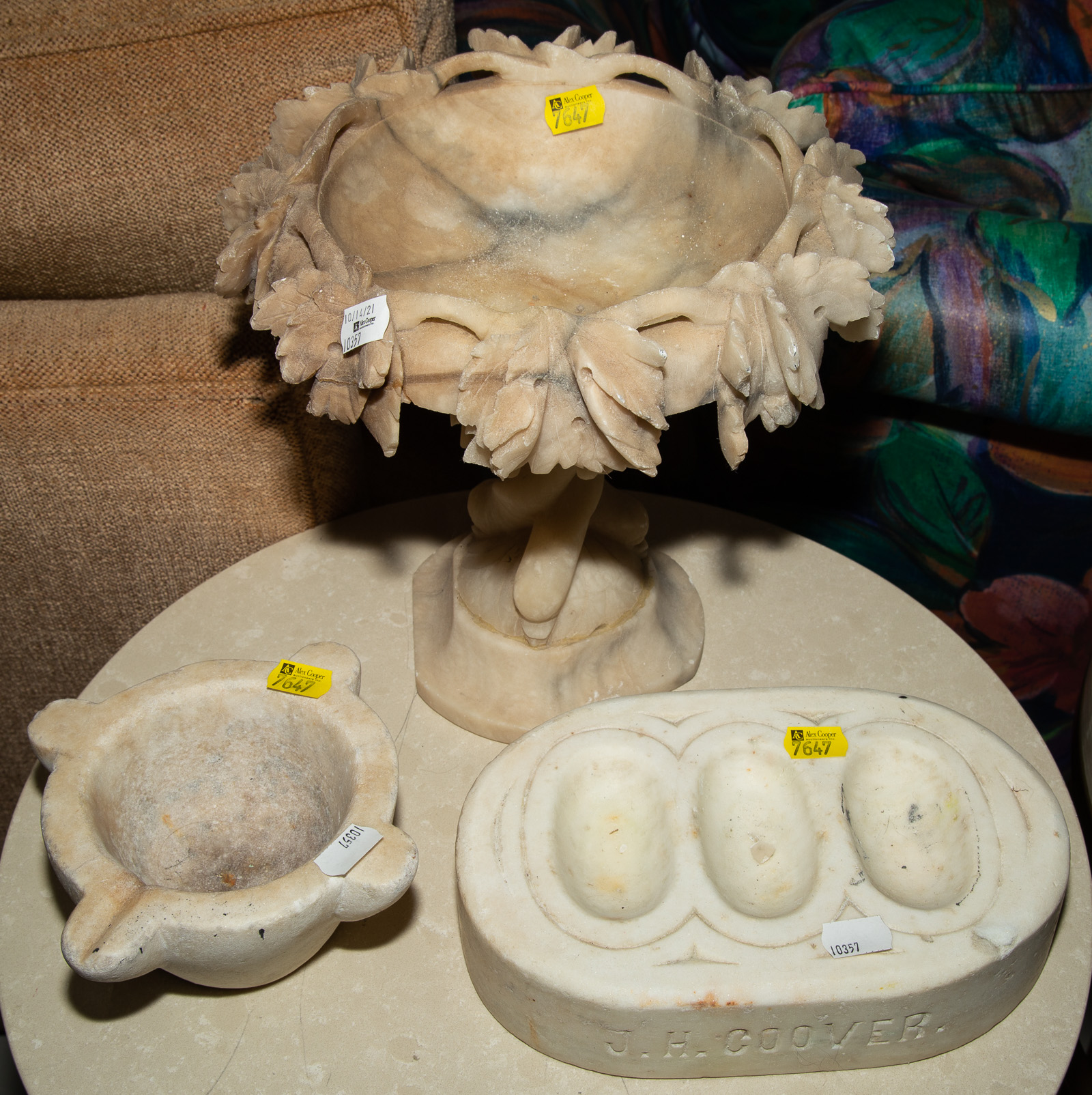 THREE MARBLE ITEMS Including a