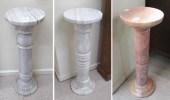 THREE MARBLE PEDESTALS: 28.5"H