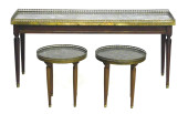 THREE MARBLE TABLES WITH BRASS