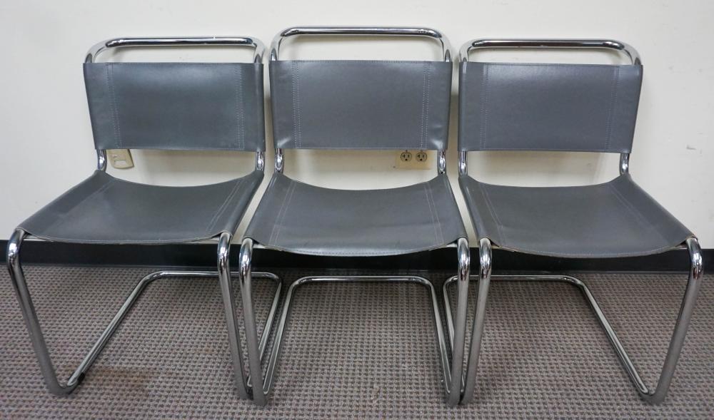 THREE MARCEL BREUER TYPE CHROME AND