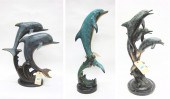 THREE MARINE WILDLIFE BRONZE S