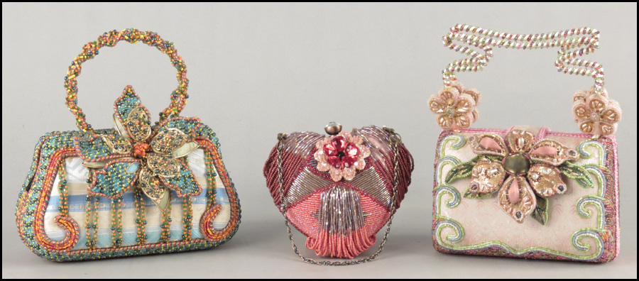 THREE MARY FRANCES BEADED HANDBAGS.