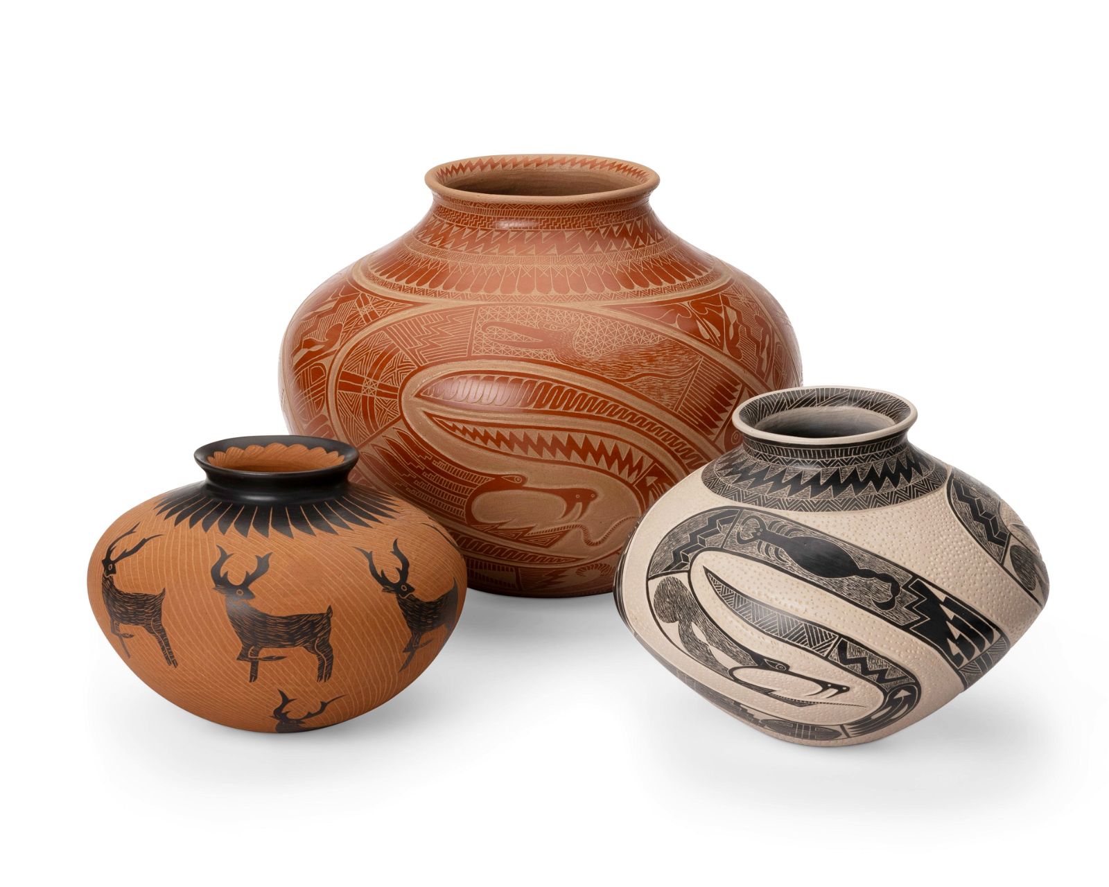 THREE MATA ORTIZ POTTERY