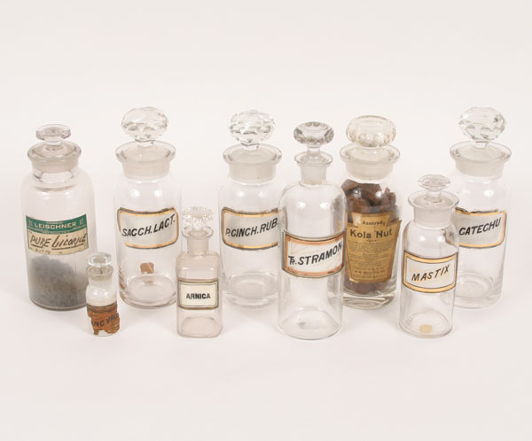 Three matching jars with prisms