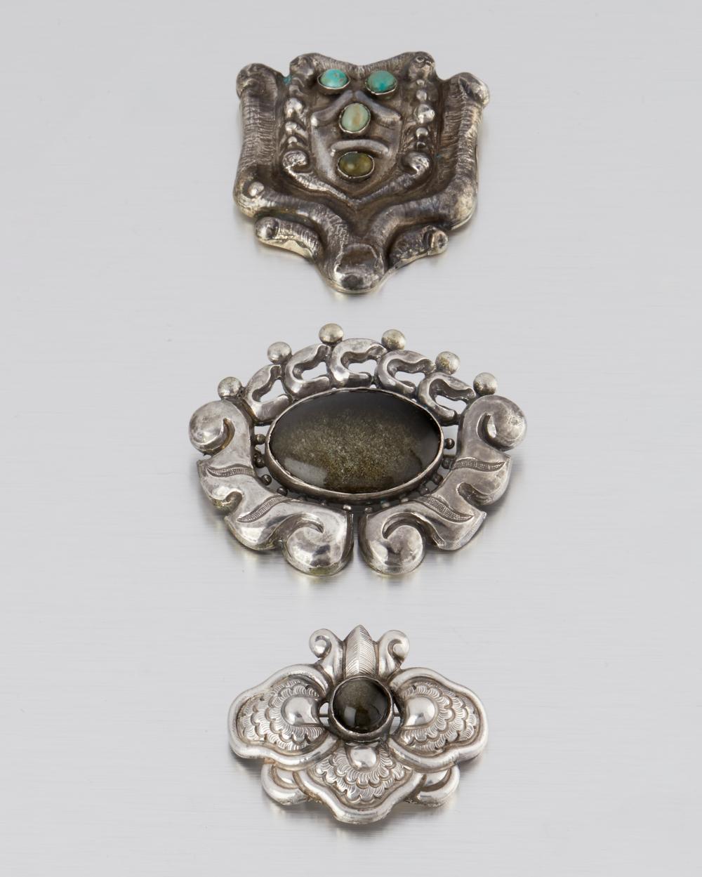 THREE MATL SILVER AND GEM-SET