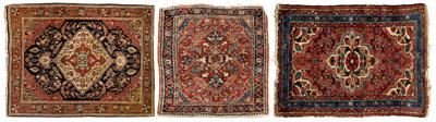 Three mats: one Sarouk with ivory