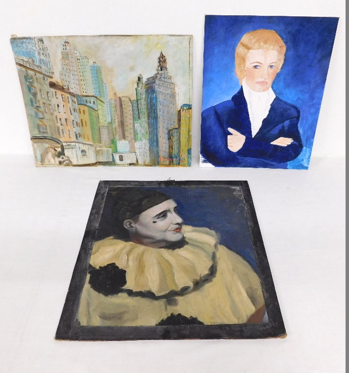 THREE MCM ERA O/B PAINTINGS, NYC,