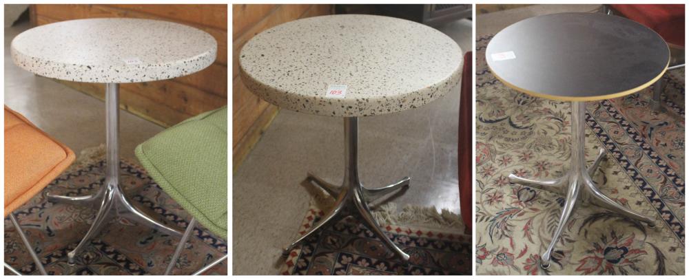 THREE MCM-STYLE ROUND-TOP