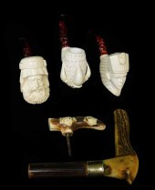 THREE MEERSCHAUM PIPES AND TWO