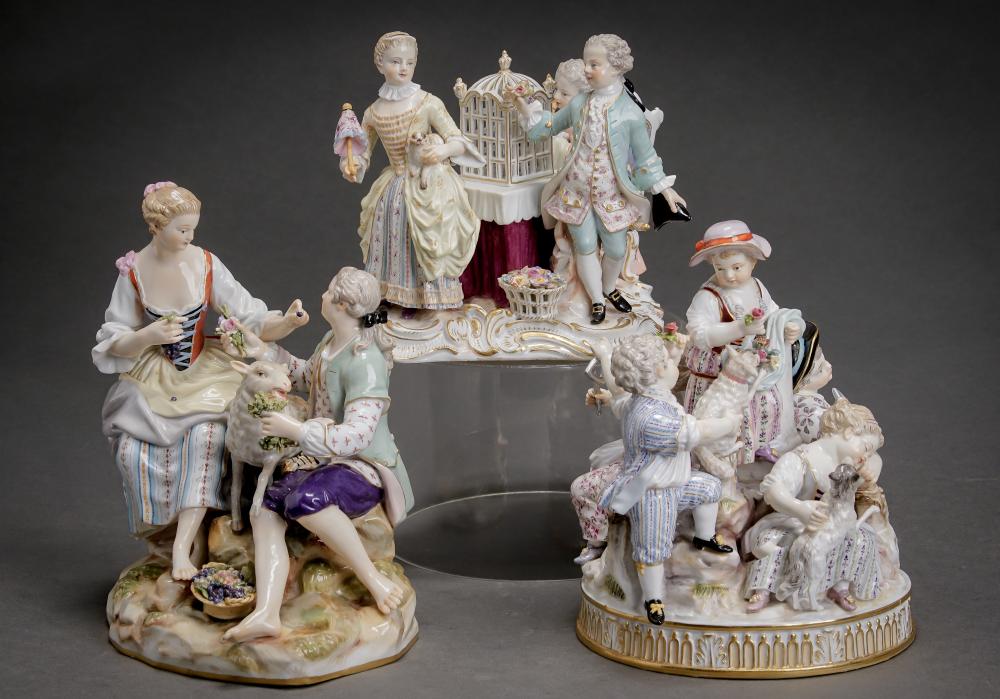 THREE MEISSEN ALLEGORICAL FIGURAL
