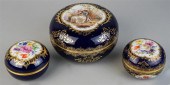 THREE MEISSEN COBALT BLUE COVE