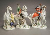 THREE MEISSEN EQUESTRIAN FIGUR