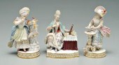 Three Meissen figurines: lady