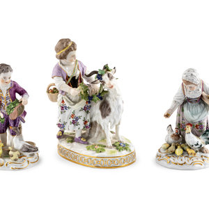 Three Meissen Porcelain Figural
