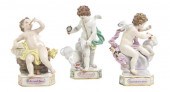 *Three Meissen Porcelain Figur
