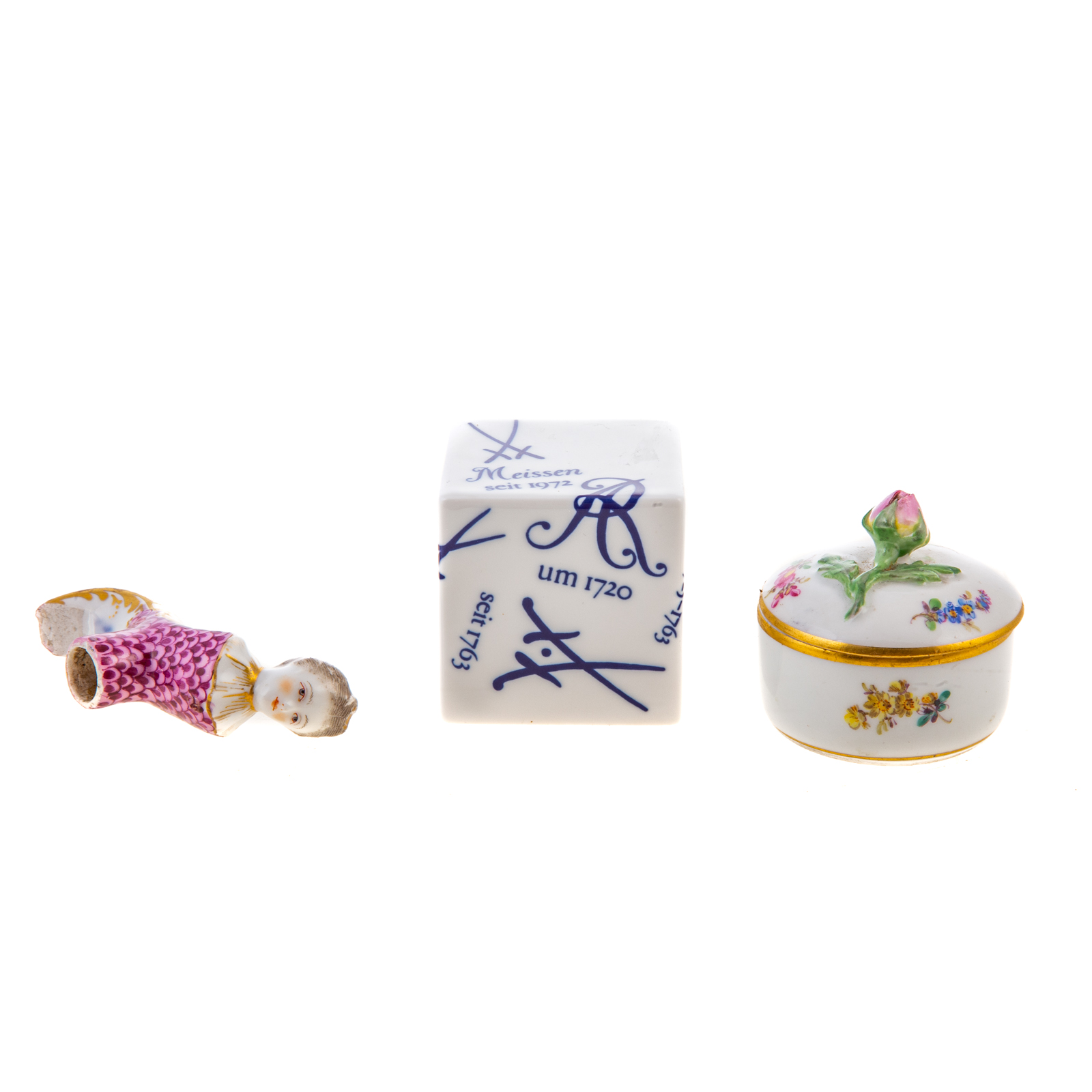 THREE MEISSEN PORCELAIN OBJECTS
