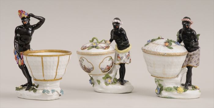 THREE MEISSEN PORCELAIN OSSIER