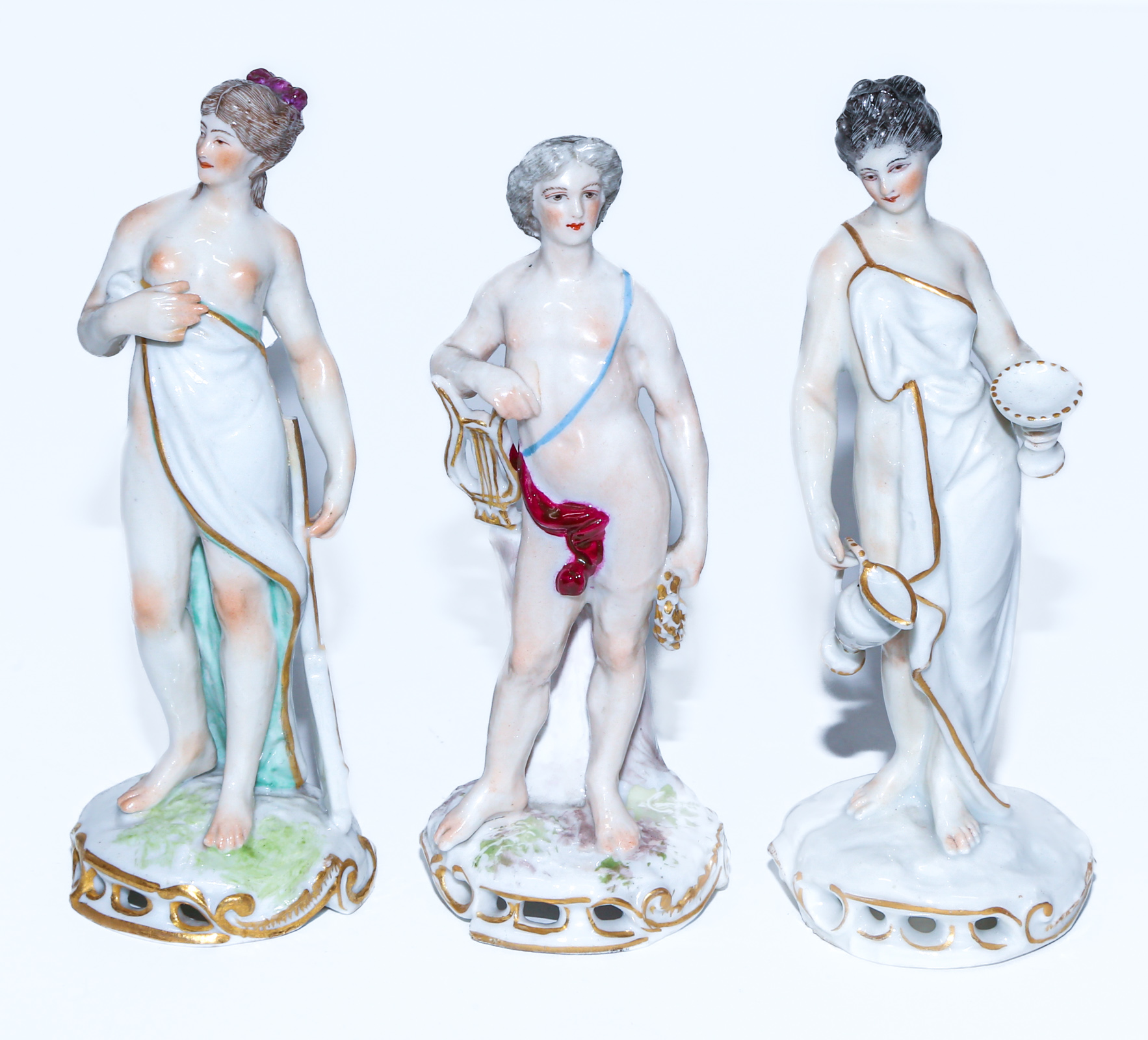 THREE MEISSEN STYLE PORCELAIN