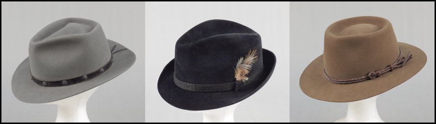 THREE MEN'S HATS. Comprised of