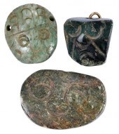 THREE MESOAMERICAN CARVED JADE