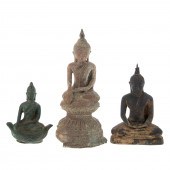 THREE METAL BUDDHA FIGURES 19t