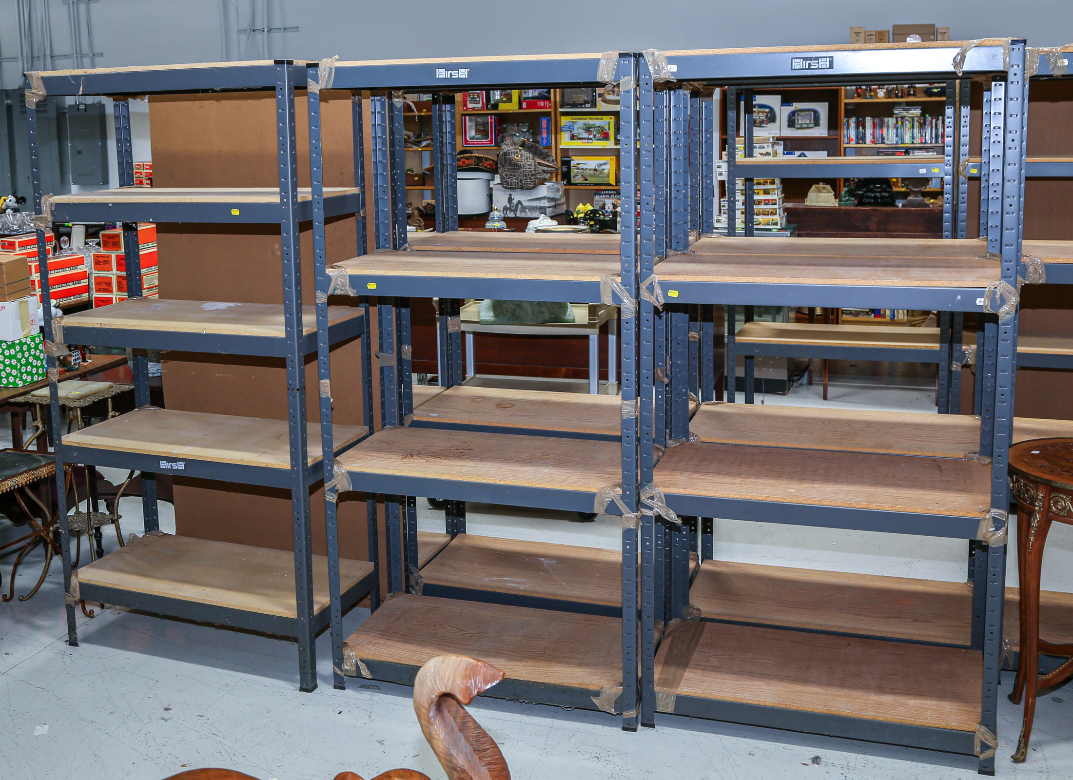 THREE METAL STORAGE RACKS With