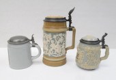 THREE METTLACH POTTERY STEINS:
