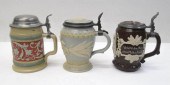 THREE METTLACH POTTERY STEINS: