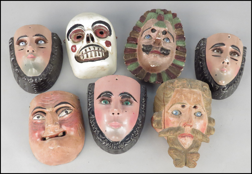 THREE MEXICAN FESTIVAL MASKS.