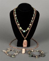 Three Mexican necklaces and tw