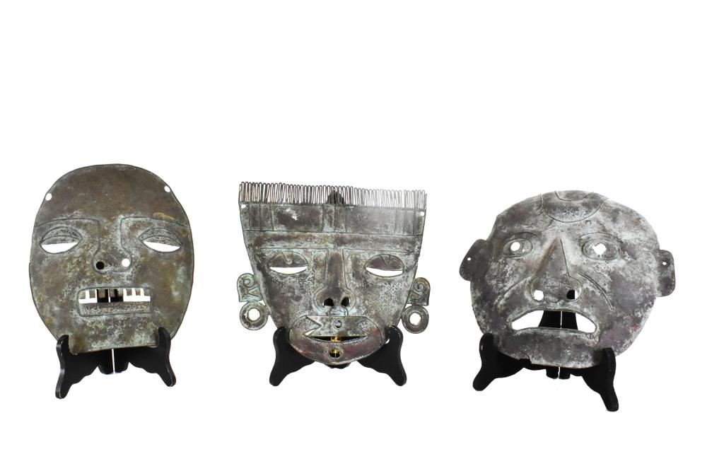 THREE MEXICAN PATINATED COPPER