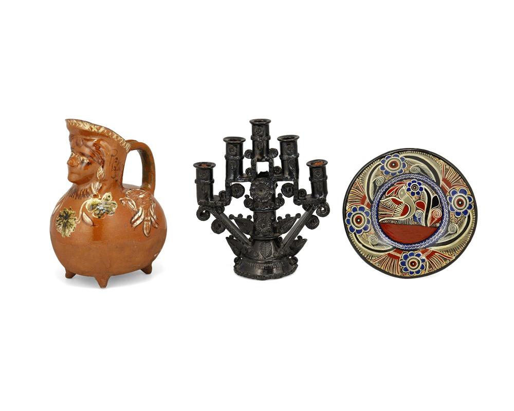 THREE MEXICAN POTTERY ITEMSThree