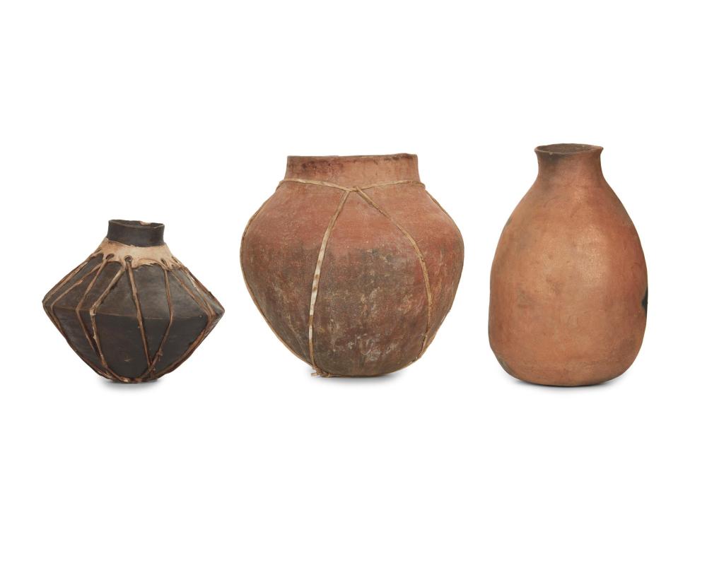 THREE MEXICAN POTTERY JARSThree
