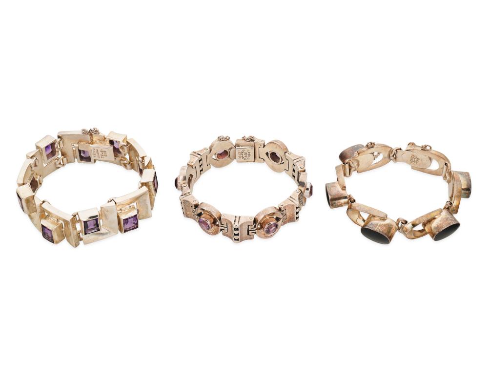 THREE MEXICAN STERLING SILVER SET